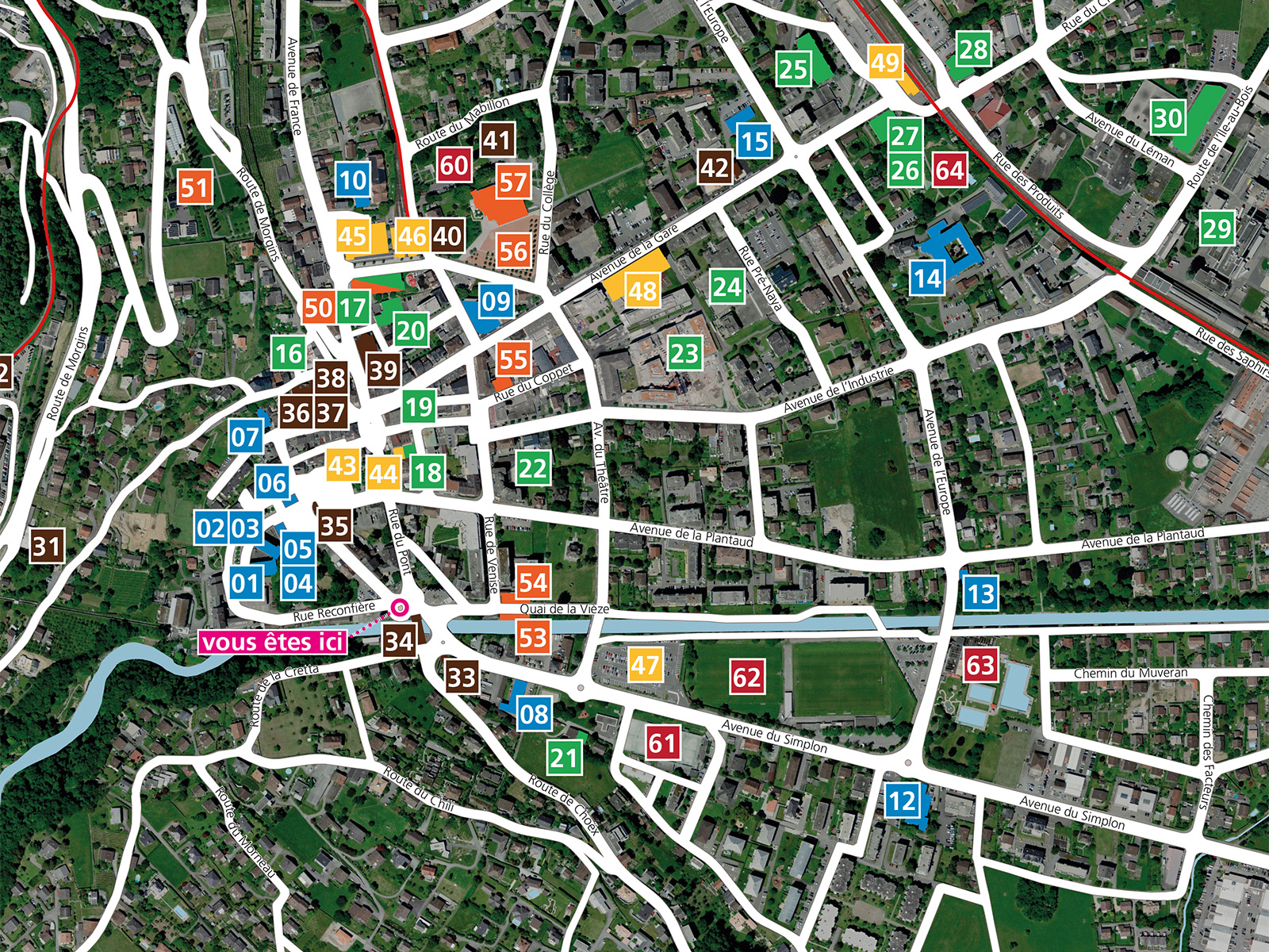 Plan de ville pour mobilité piétonne